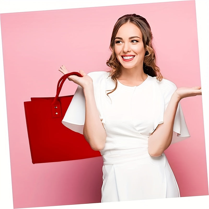 Red Felt Firewood Storage Bag Wall-Mounted Firewood Carrier for Home Fireplace