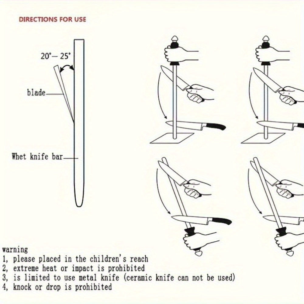Diamond-Coated Stainless Steel Knife Sharpening Rod Ergonomic Black Handle Durable High Hardness