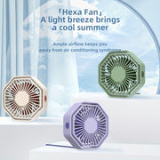 2024 USB Hexagonal Fan Portable Desktop Fan with Adjustable Speed and Manual Rotation