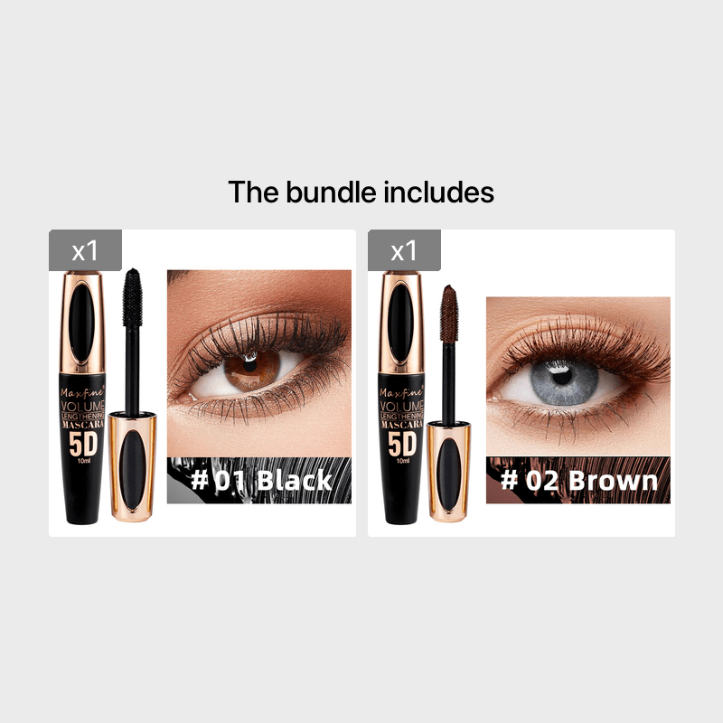 Women Silk Fiber Mascara Black Waterproof Volumizing Lengthening Long Lasting