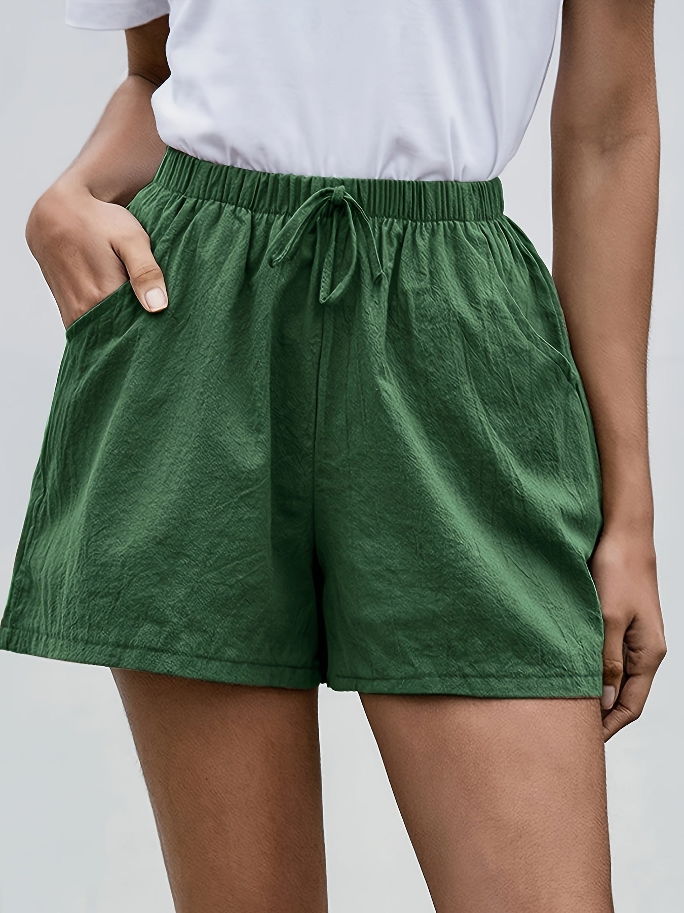 Plus Size ayollar uchun bir rangli kundalik shortlar yuqori belli chontaklar