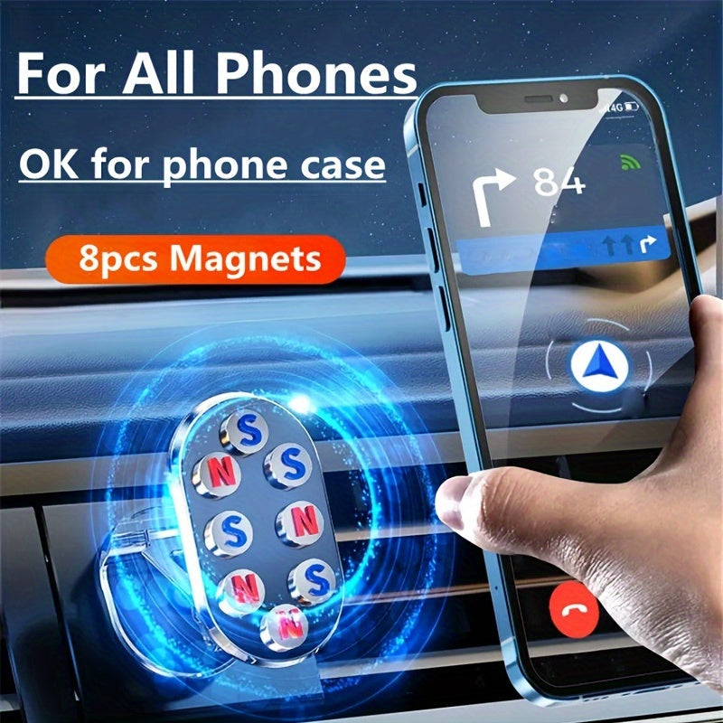 Universal Magnetic Car Phone Holder with 360° Rotation and Retractable Dashboard Mount