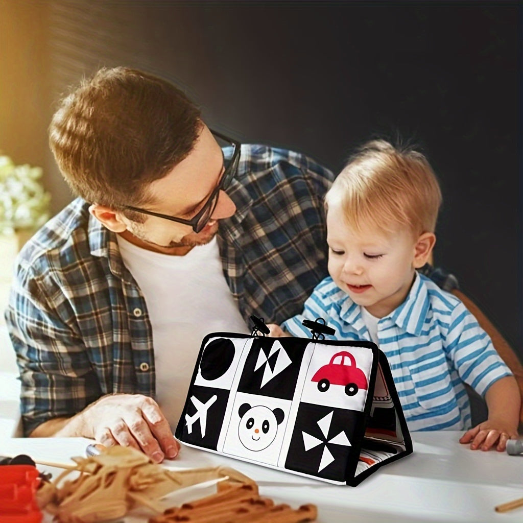 Baby Tummy Time Play Mat Colorful Cloth Crinkle Sounds Brain-Boosting Red Black