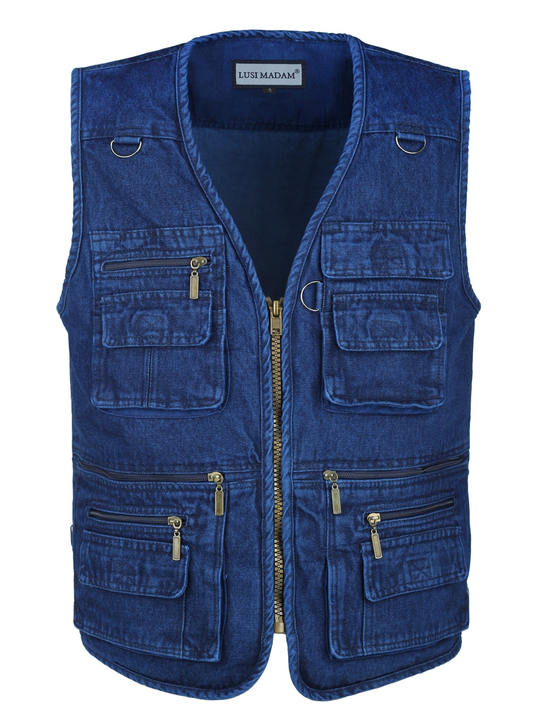 Men's Sleeveless Denim Vest with Multi-Zipper Design 100 Cotton Casual Outdoor Spring Fall