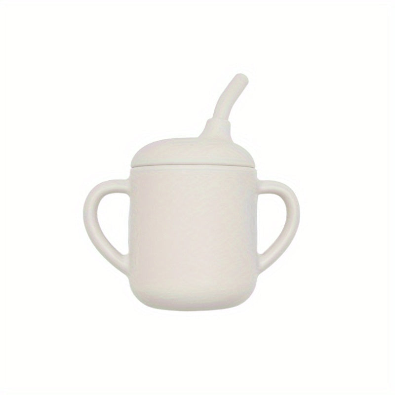 Kids Silicone Drinking Cup with Handles and Straw for Smoothies and Snacks