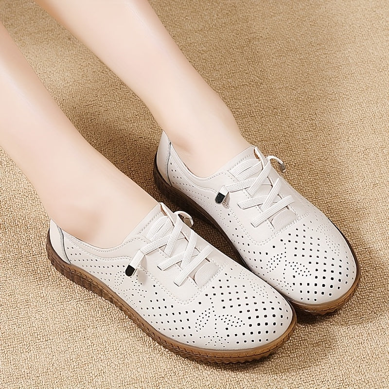 Women's Slip-On Flat Shoes Elastic Straps Hollow Design Comfortable Casual Sizes 8.9-10.7cm