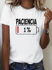 Plus Size Women's Polyester Sports T-Shirt Short Sleeve Alphabet Print