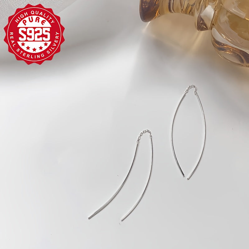 Women's Silver Earrings Simple Line Hypoallergenic Elegant Gift for Women