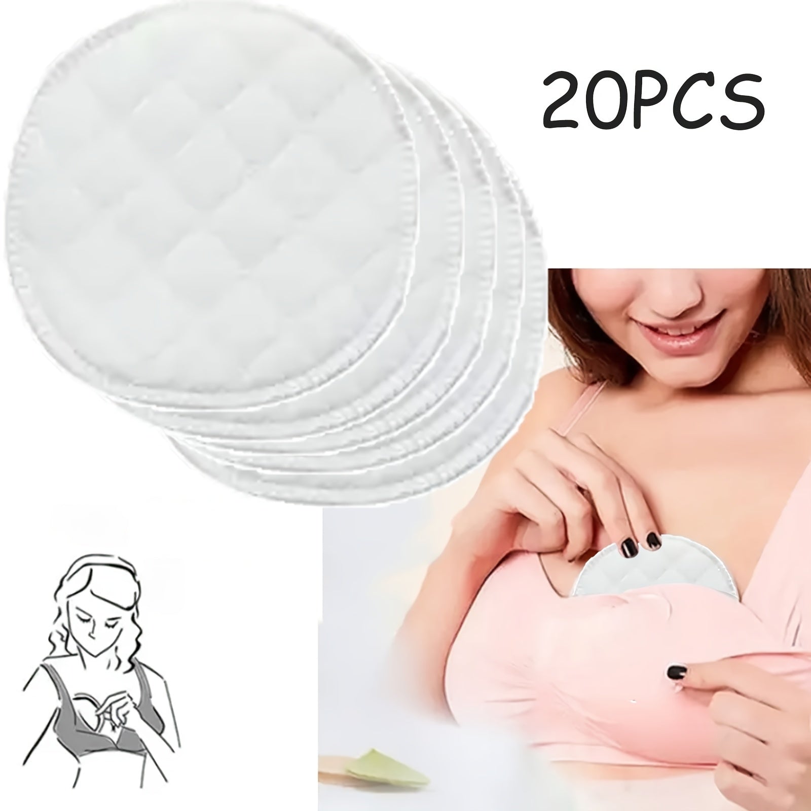 Reusable Nursing Pads for Breastfeeding Mothers Leak-Proof Hypoallergenic Washable 20pcs