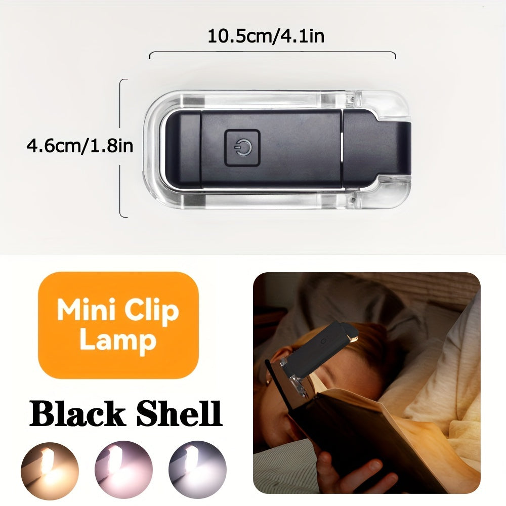Yangi mini portativ egiluvchan o'qish lampasi, uchta yoritish rangi, sozlanadigan yorug'lik darajasi va oson saqlash uchun kitob klipi bilan, kechqurun o'qiyotganda ko'zlaringizni himoya qilish uchun mo'ljallangan.