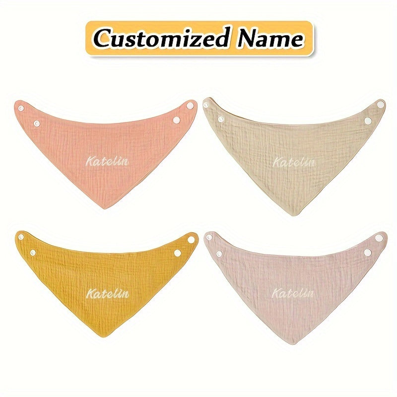 Set of 4 Kids Gauze Triangle Saliva Towels Adjustable Bib Soft Breathable Highly Absorbent