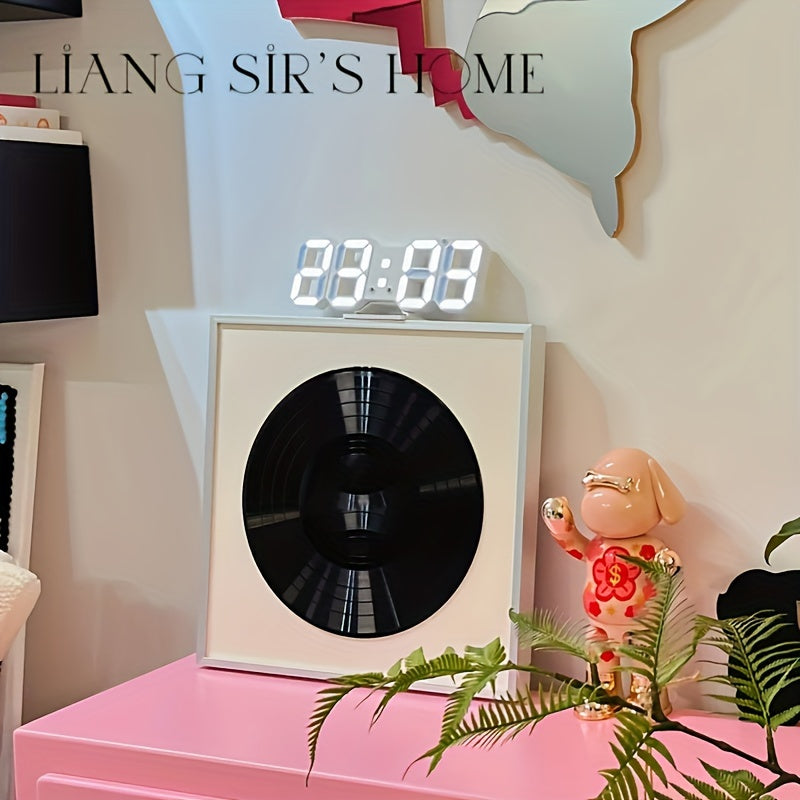 USB-Powered LED Wall Clock with Adjustable Brightness for Bedroom Office Dorm
