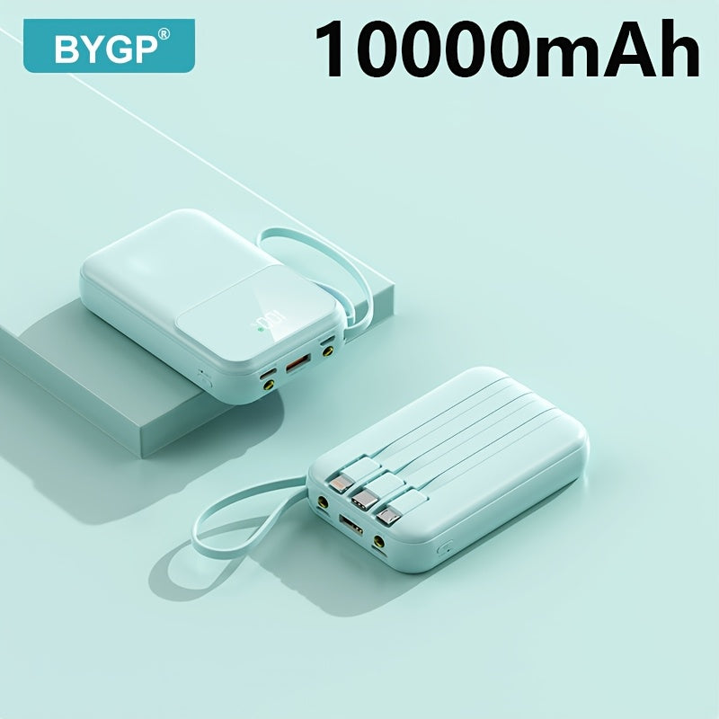 10000mAh Portable Power Bank with PD20W Fast Charging Built-in Cable LED Display for iPhone Android Outdoor Use