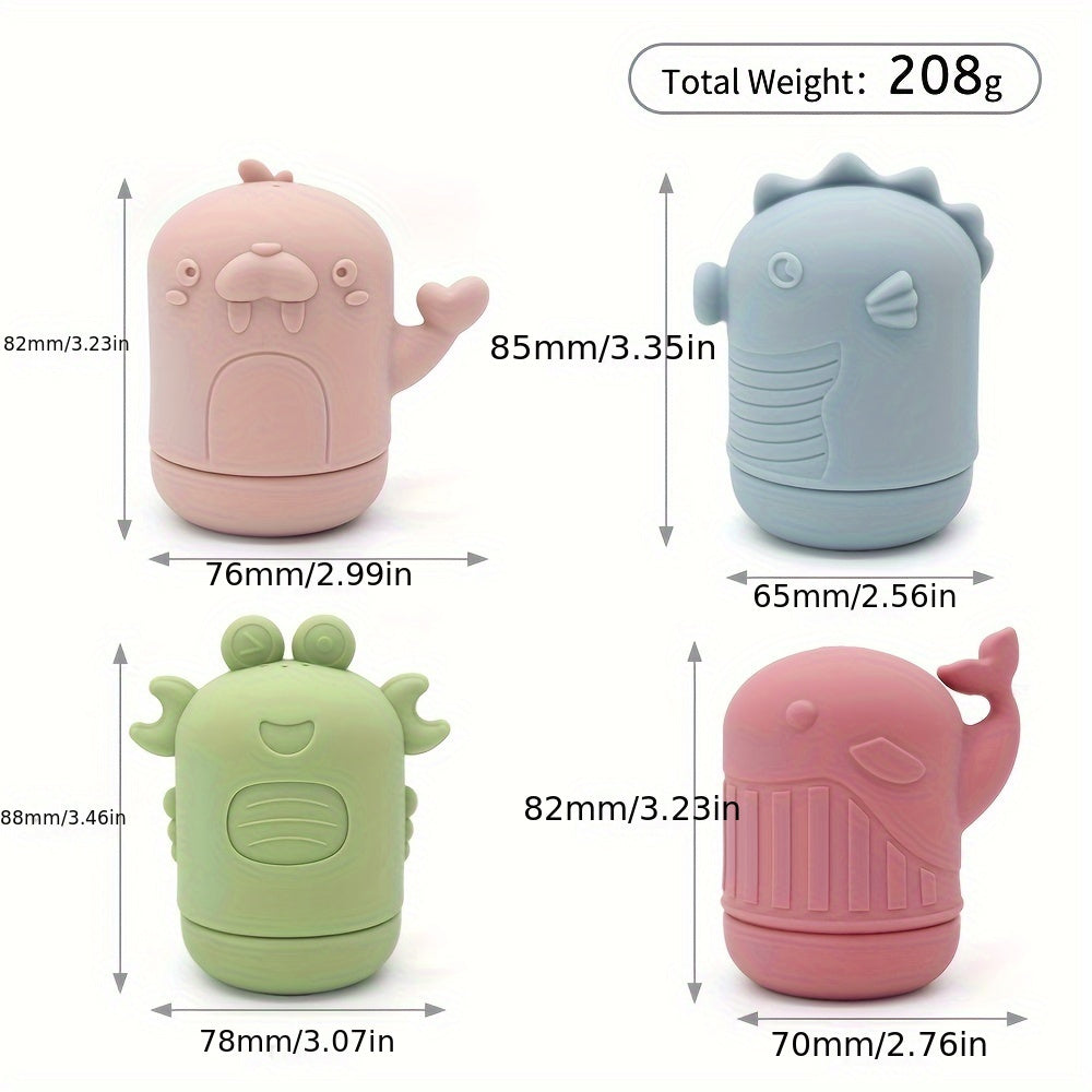 Яркие забавы! Набор водных игрушек для ванной из силикона для малышей - Игрушка для водяного распыления в ванной для детей