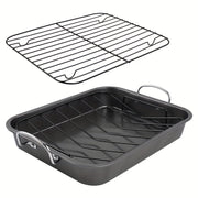 Non-Stick Baking Pan with Rack 40cm Rectangular Grill for Turkey Roasted Chicken Ham