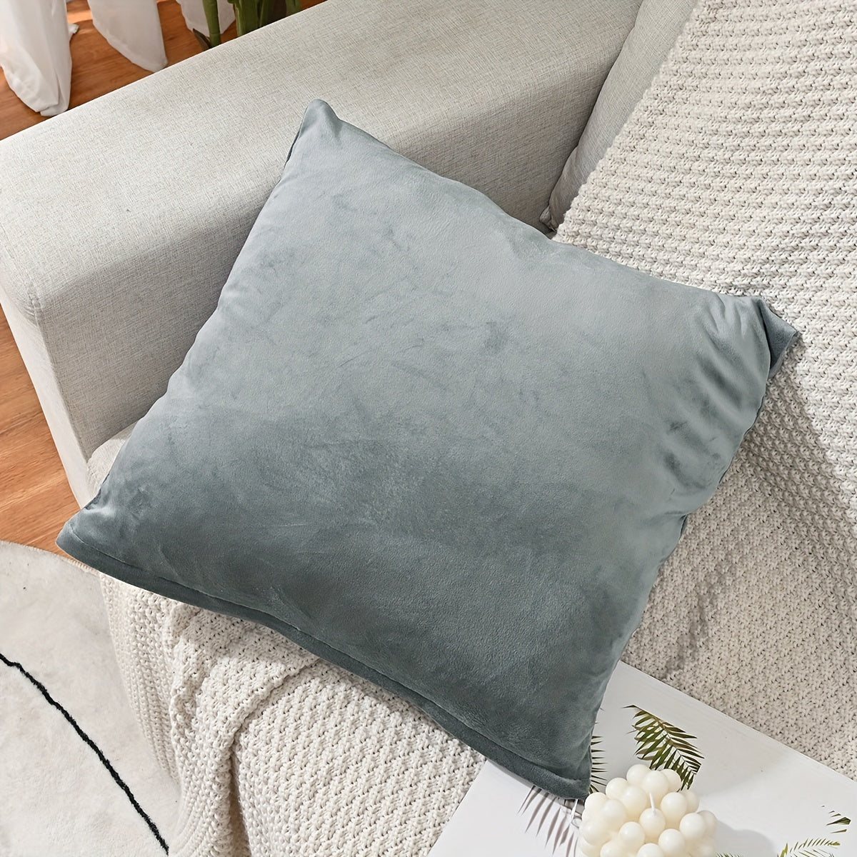 Luxurious Silver Fox Velvet Throw Pillow Cover with Zipper Closure