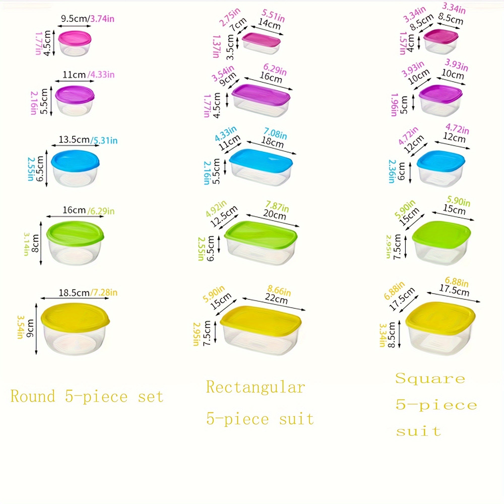 Set de recipientes para almacenamiento de alimentos frescos, tapas reutilizables, refrigerador y embalaje para almuerzo