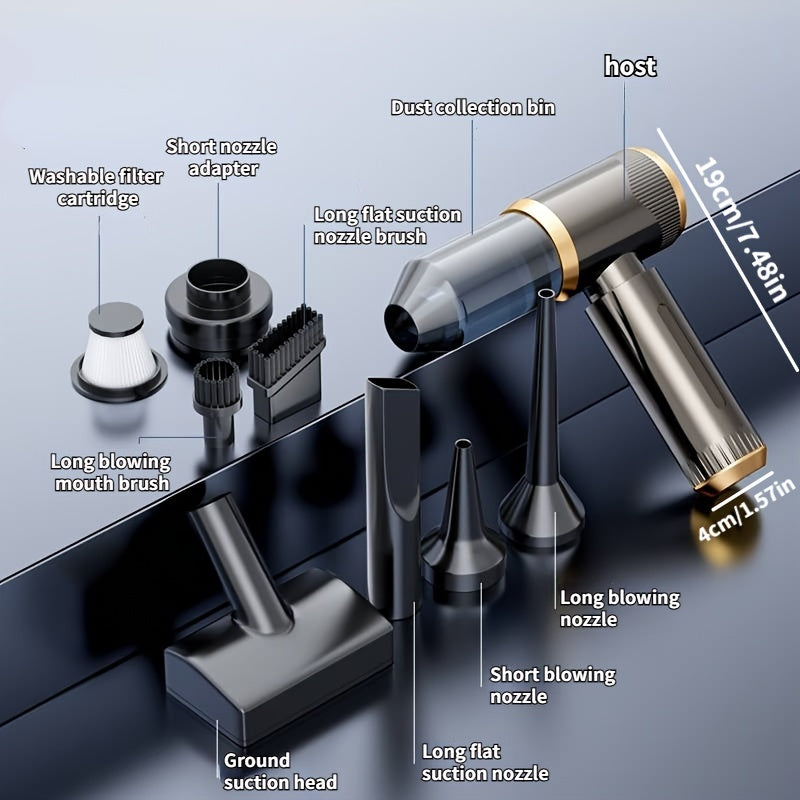 Aspiradora inalámbrica para coche con 8 accesorios y boquilla de succión para suelo