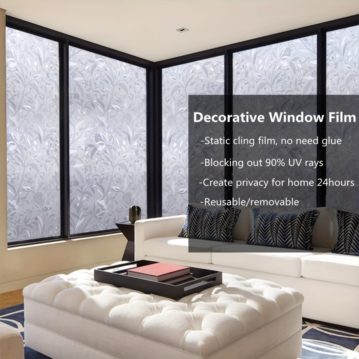 Tulip Glass Decal Roll Modern Floral Privacy Window Film Frosted PVC