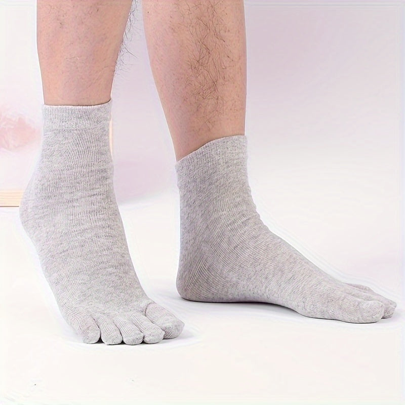 Men's Mid-Calf Split Toe Socks 10 Pairs Solid Color Breathable All Seasons