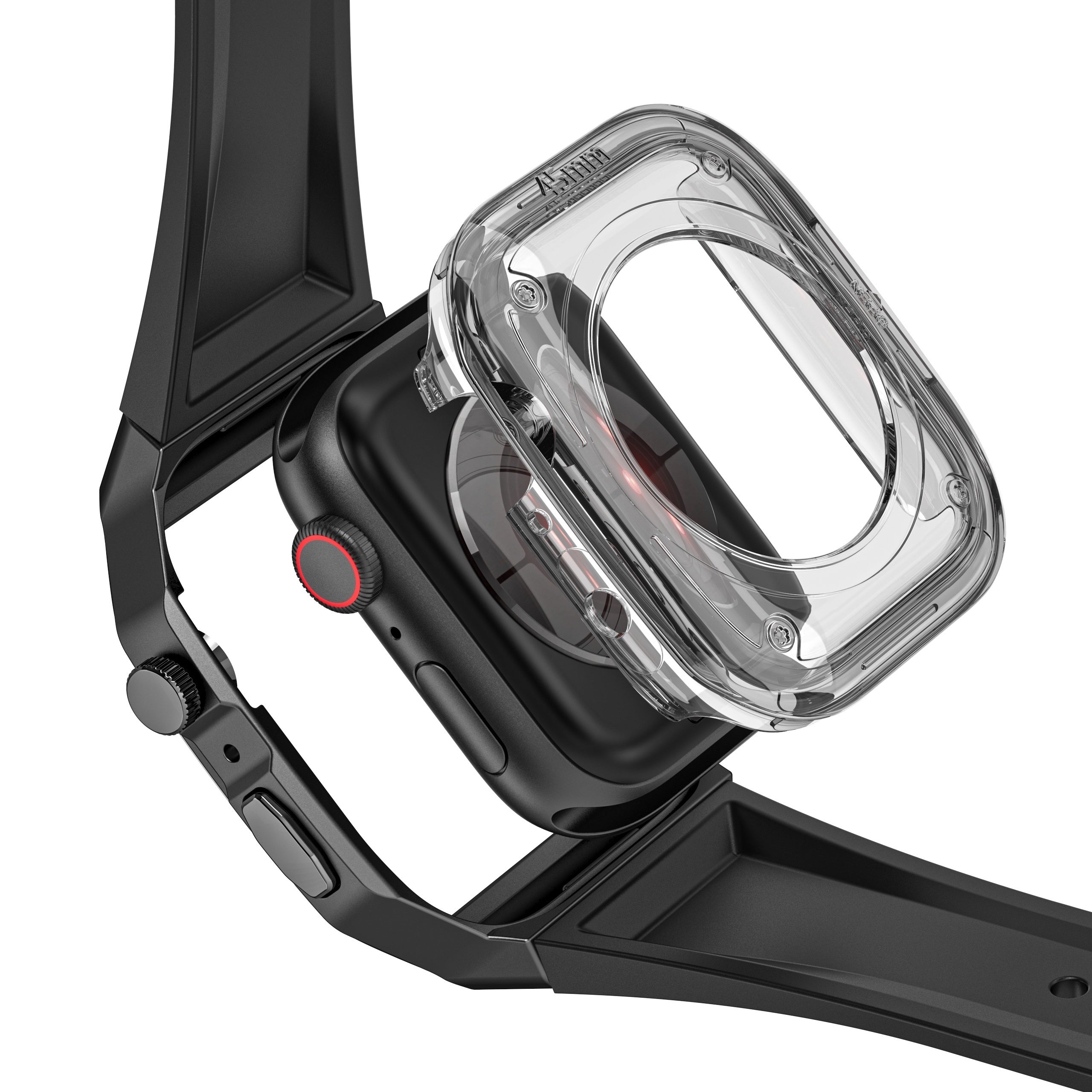 TPU Watch Band with Case for IWatch Series 9/8/7/6/5/4 45mm Rugged Strap with Metal Bumper Cover