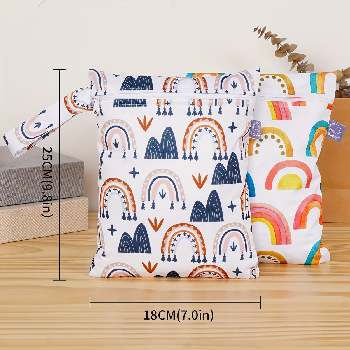 Set of 2 Washable Diaper Bags for Travel and Wet Items Storage