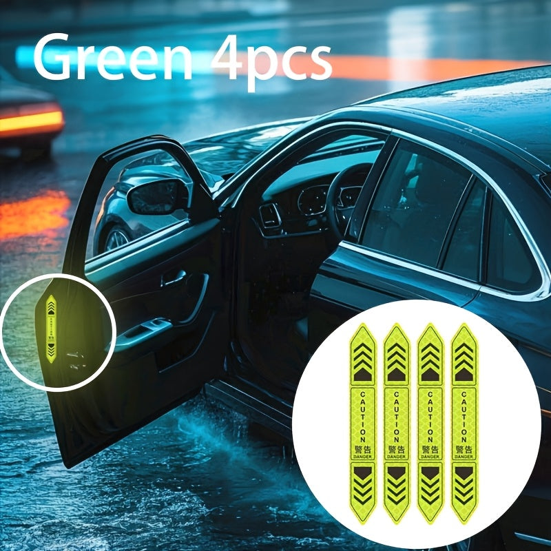 4 dona Avtomobil eshigi ogohlantirish stikerlari, yorituvchi lenta, kechqurun ko'rinish uchun tananing chiziqlari
