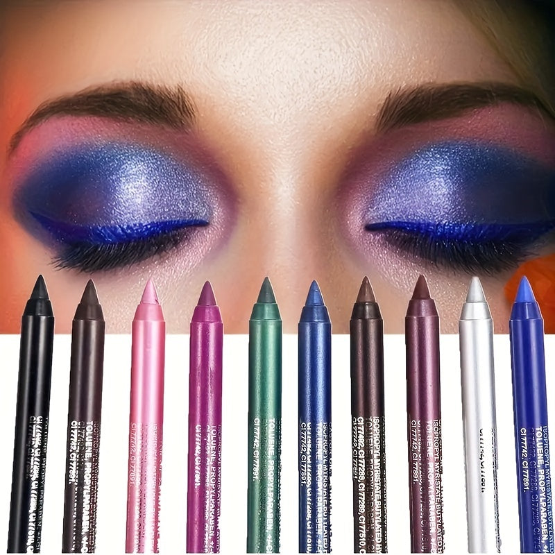 Women Colorful Eyeliner Pen 14 Colors Waterproof Glitter Metallic Shimmer