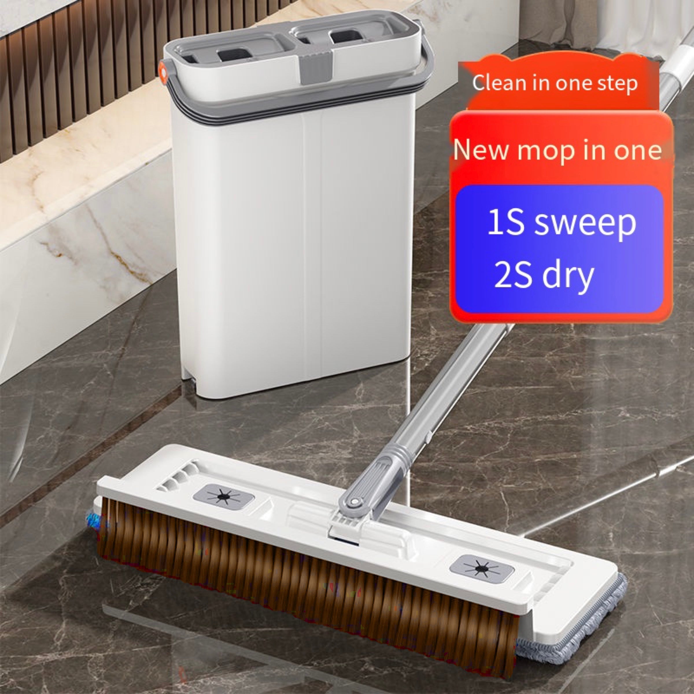 All-in-One Wet Dry Mop Set with Bucket, Adjustable, Durable for Floors