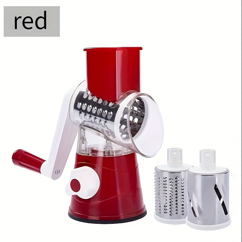 Rotary Drum Vegetable Cutter with Multiple Blades for Slicing, Dicing, Grating