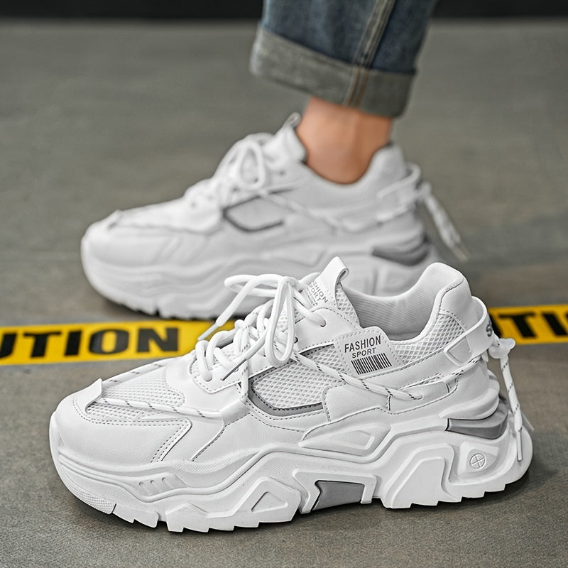 Erkaklar uchun zamonaviy shoelace platforma krossovkalari, nafas oladigan va kiyishga chidamli trening poyabzallari