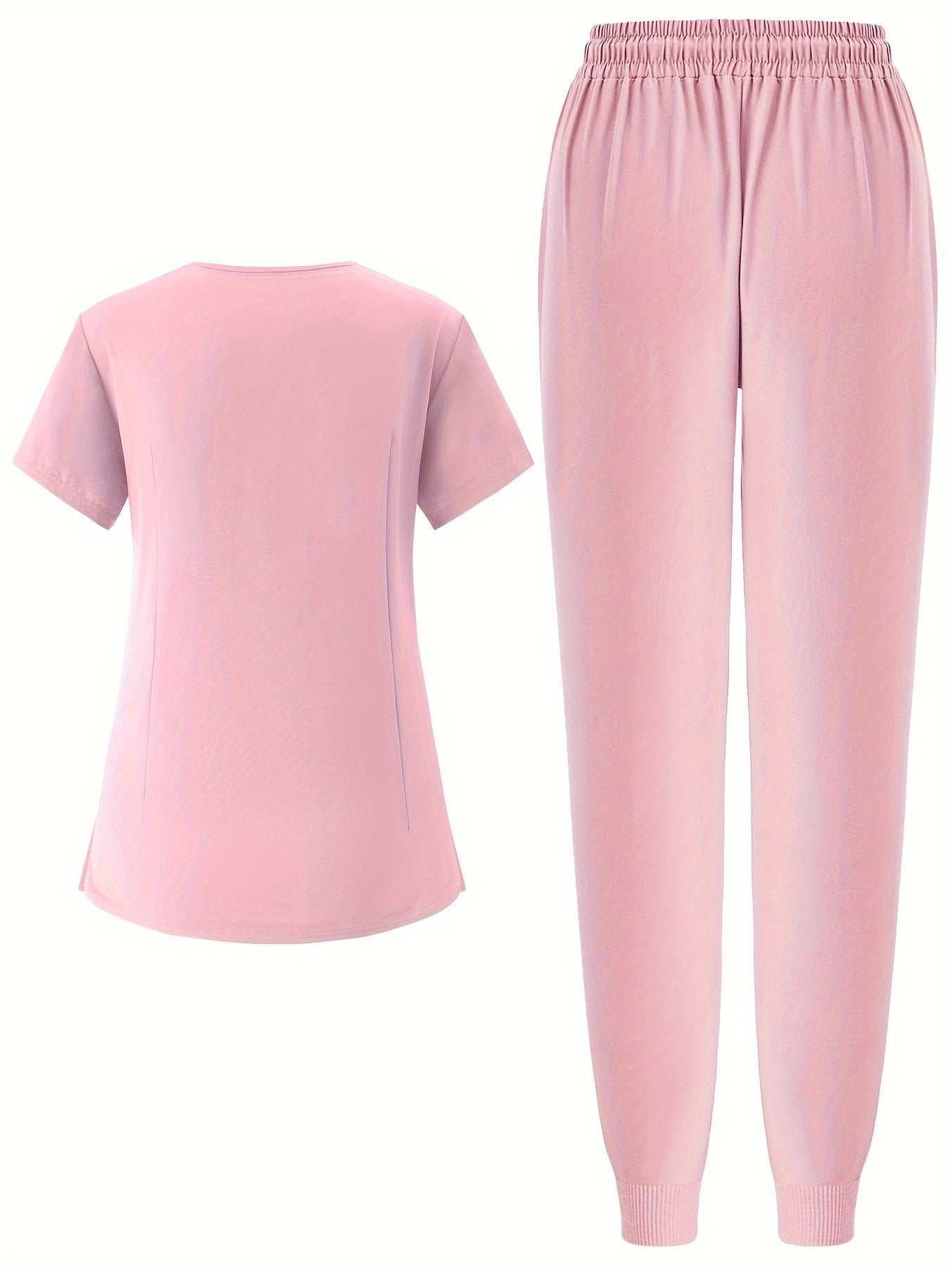 Conjunto de uniforme quirúrgico de cuello en V para mujer, color sólido, con bolsillos, ropa de trabajo transpirable para todas las estaciones