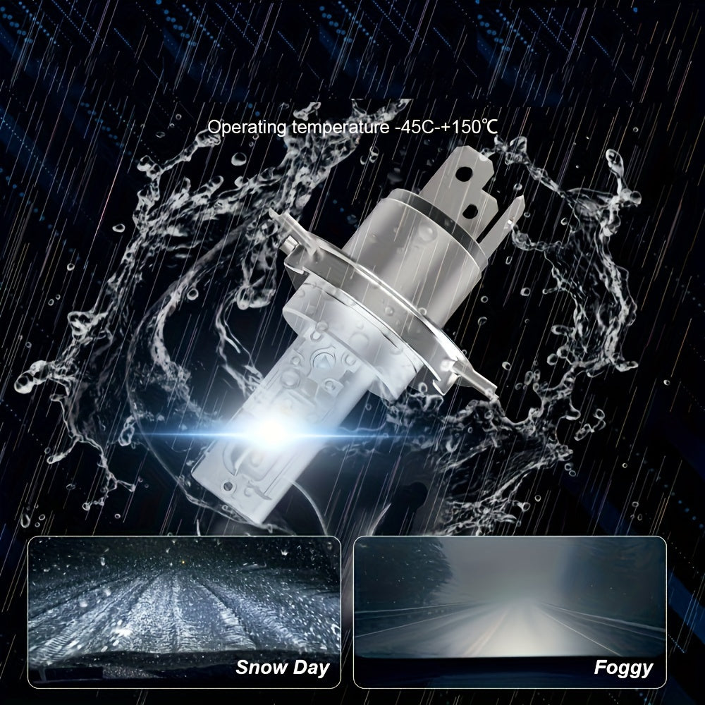 2 Pcs H4 LED Headlight Bulbs Car Motorcycle White Bright 8000 Lumens 6000K