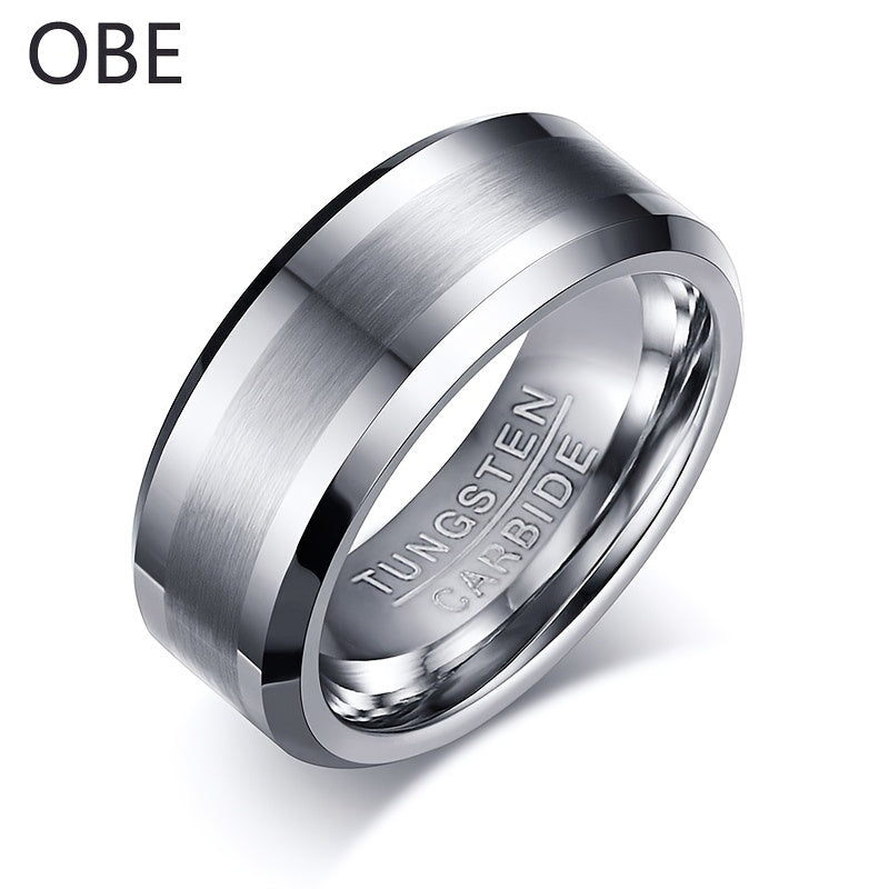 Men's Tungsten Steel Ring Durable Black Wedding Band Size 10