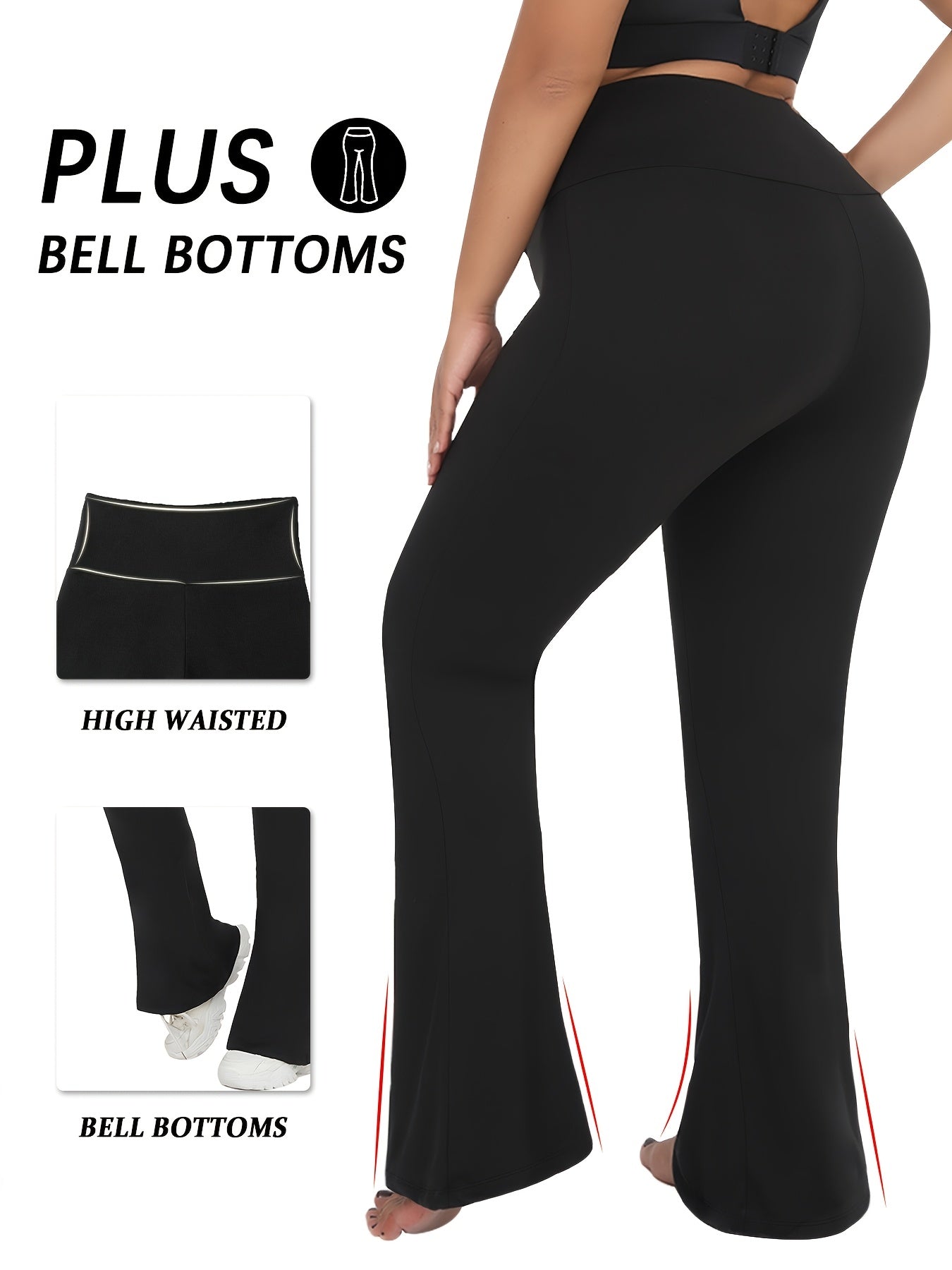 Plus Size Women's Soft High Waisted Flare Pants Leggings Tummy Control