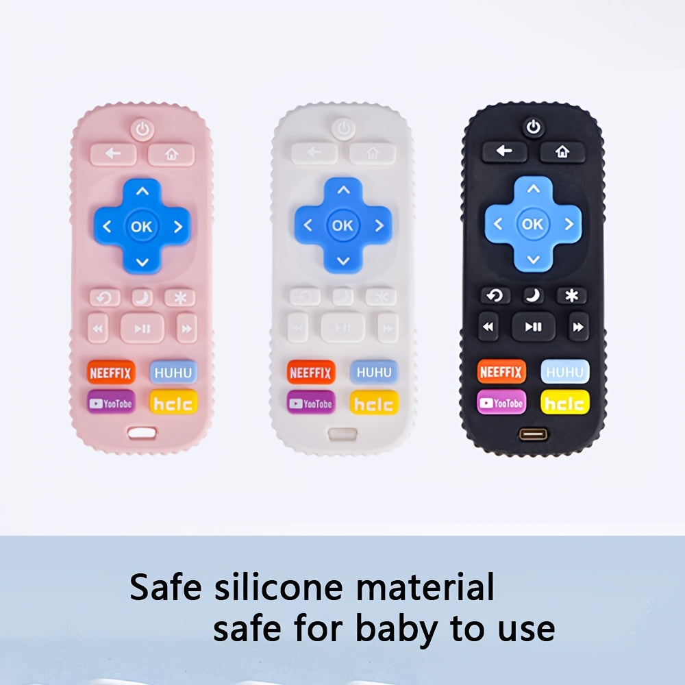 Silicone Teething Toy in Pink Remote Control Design for Babies 0+ Safe Durable Easy to Clean