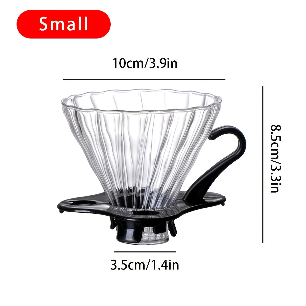Glass Pour Over Coffee Dripper with Handle, Reusable Cone Filter for Home Office Travel