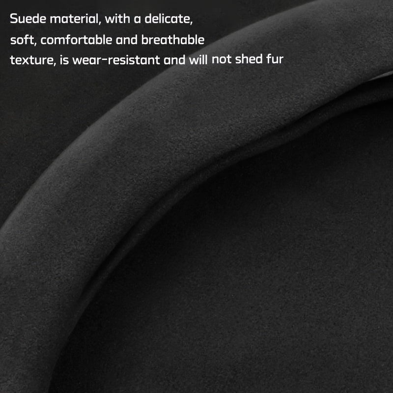 Velvet Carbon Fiber Texture Steering Wheel Cover 15-Inch Non-Slip Sport