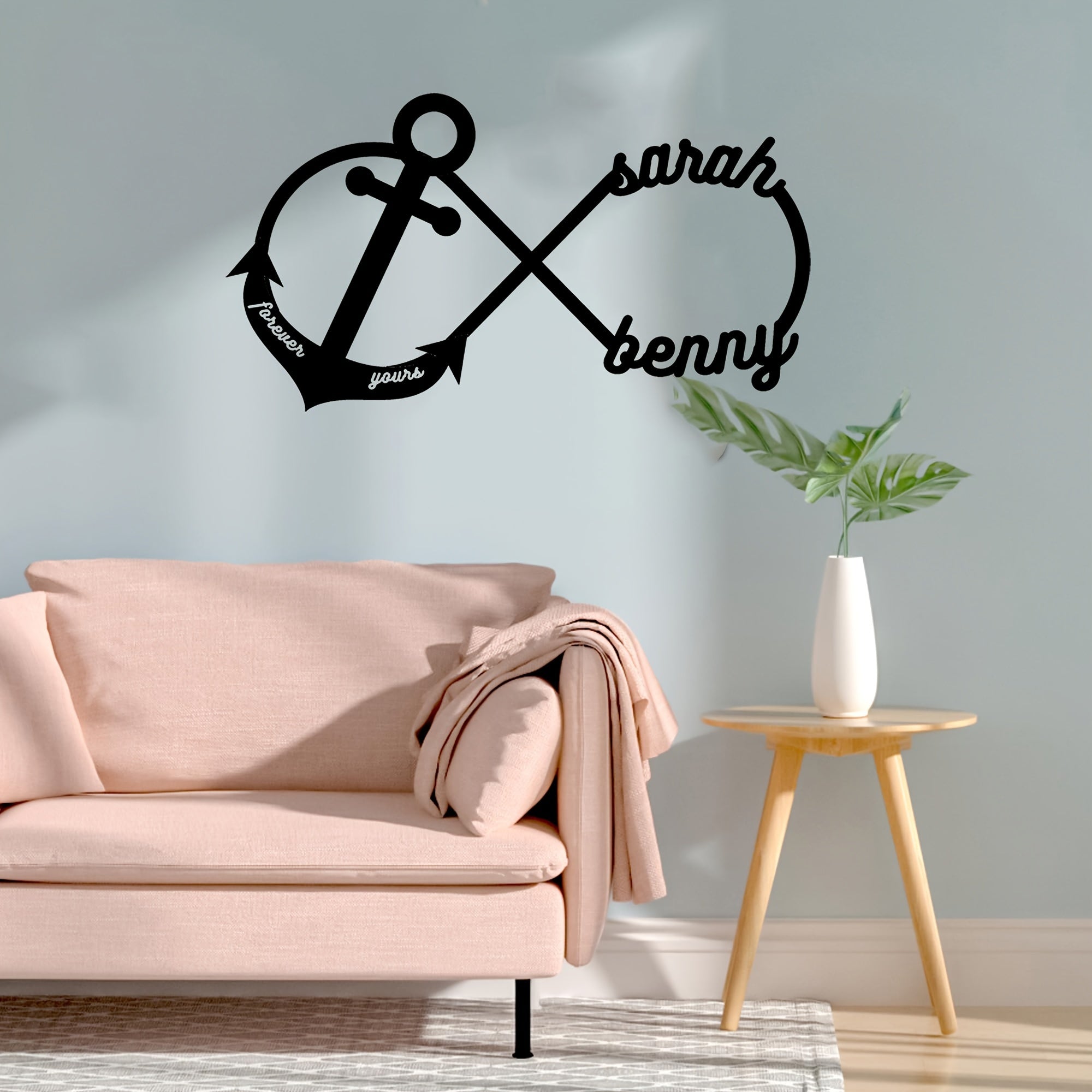 Personalized Metal Sign with Name Infinity Anchor Outdoor Decor for Valentine's Day and Weddings