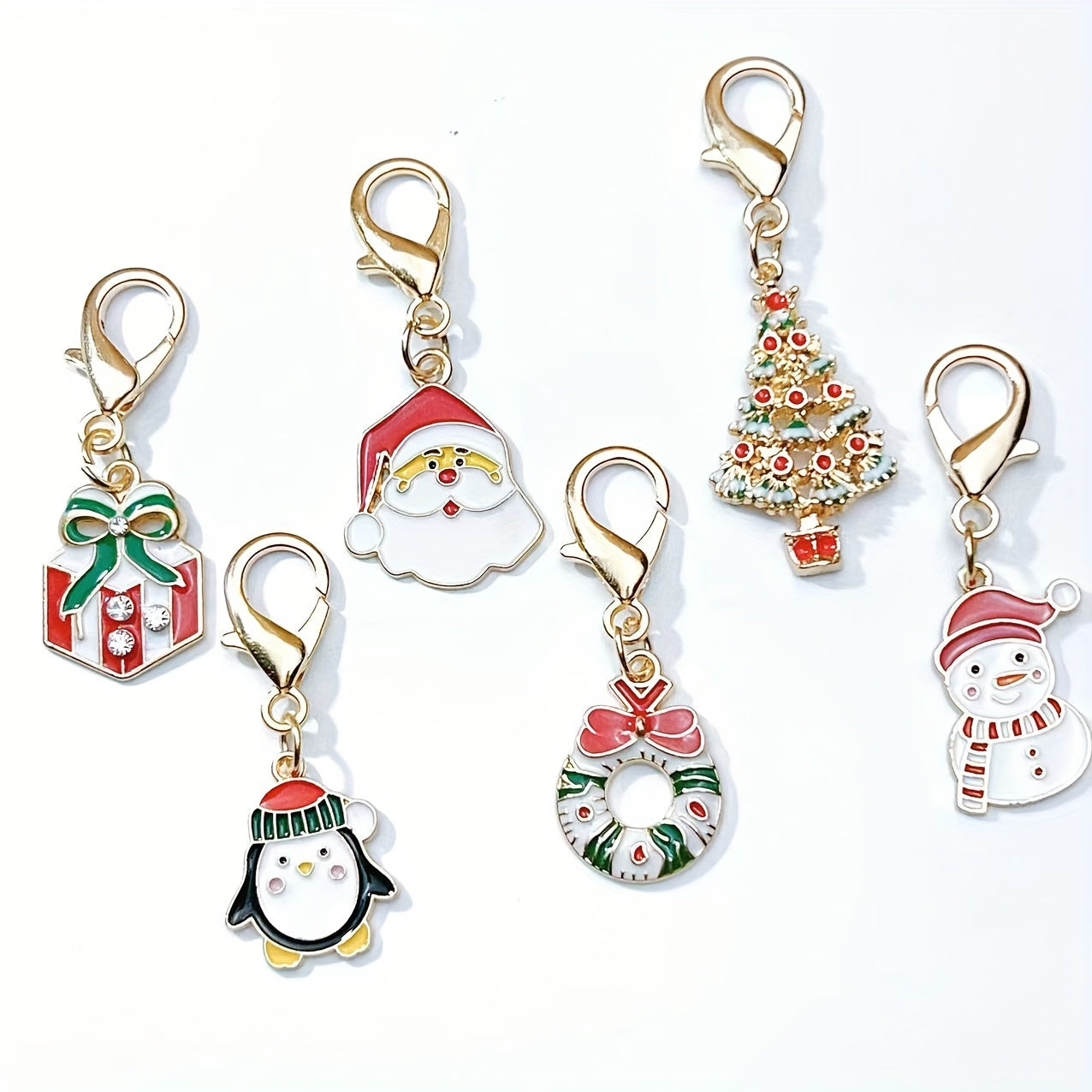 Christmas Keychain Charms Zinc Alloy Festive Holiday Gift Bag Pendants