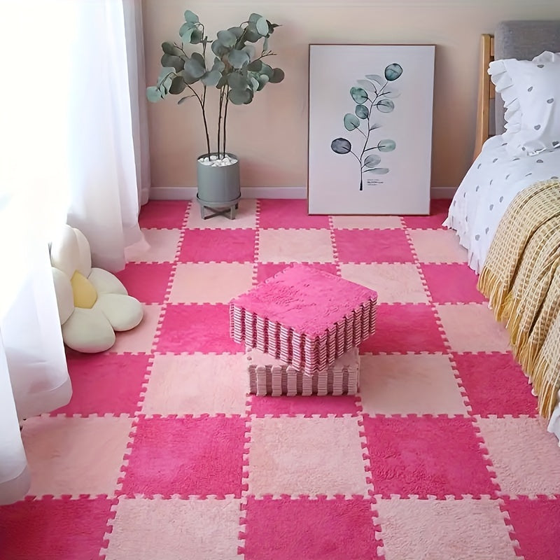 Alfombra de felpa para suelo, 24 piezas, acogedora, a medida para dormitorio y sala de estar