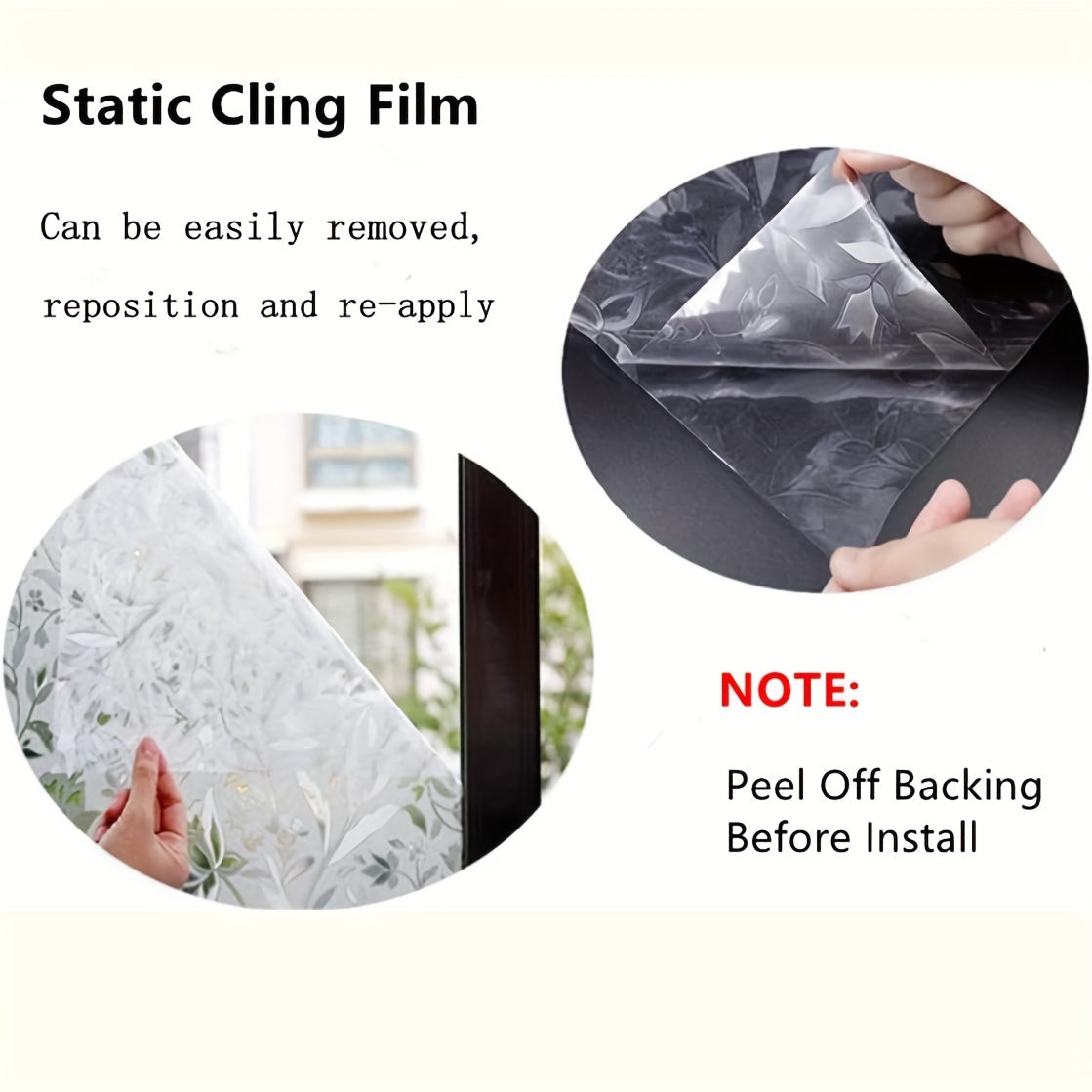 Contemporary Tulip Pattern PVC Window Privacy Film Static Cling Glass Cover