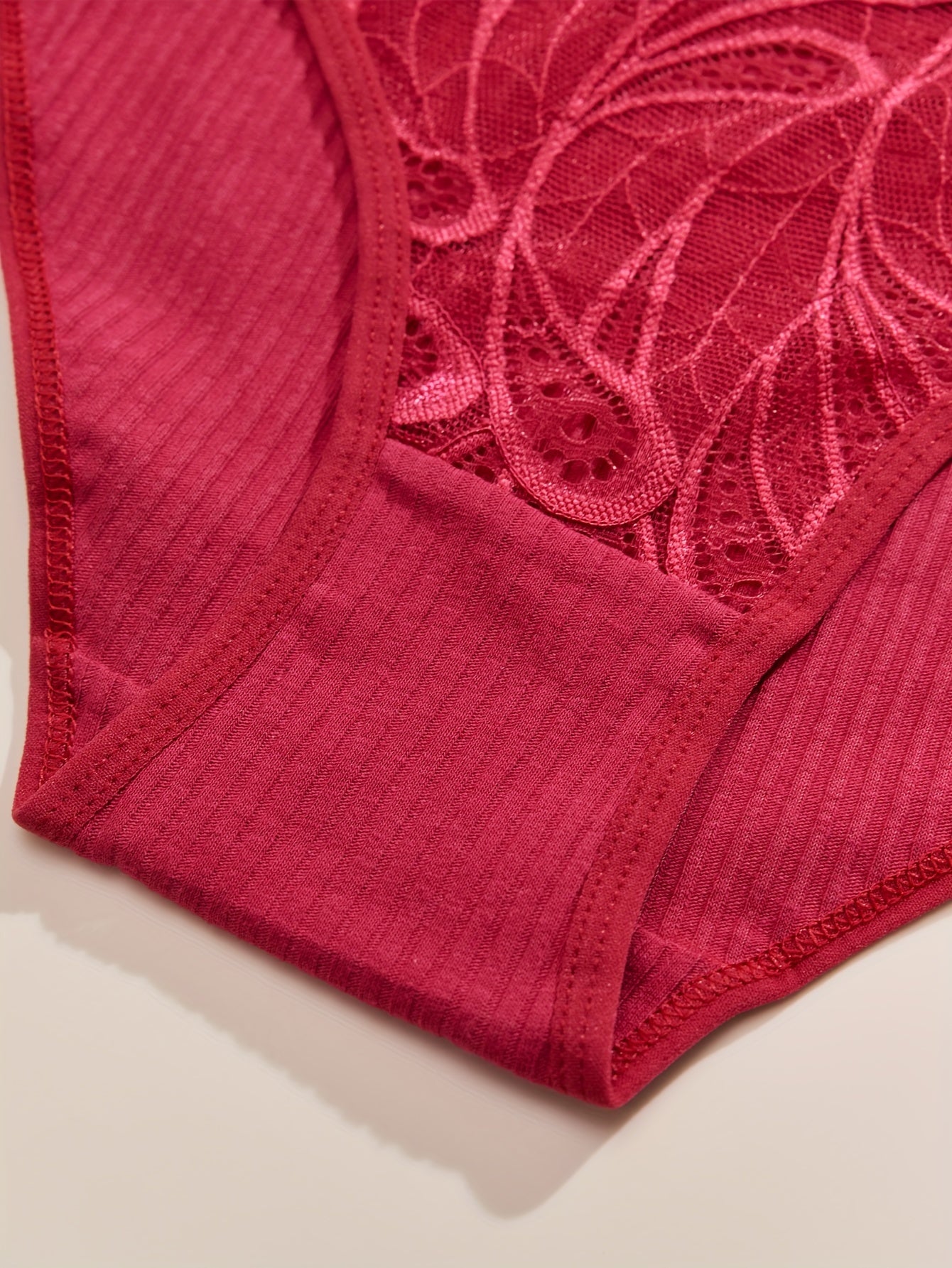 Women’s Cotton Briefs Set 4 Pieces Mid Rise Lace Solid Comfortable Stretchy