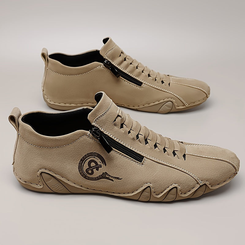 Zapatillas casuales para hombre con cierre de cremallera, transpirable, suela de goma, de caña baja, para uso diario al aire libre