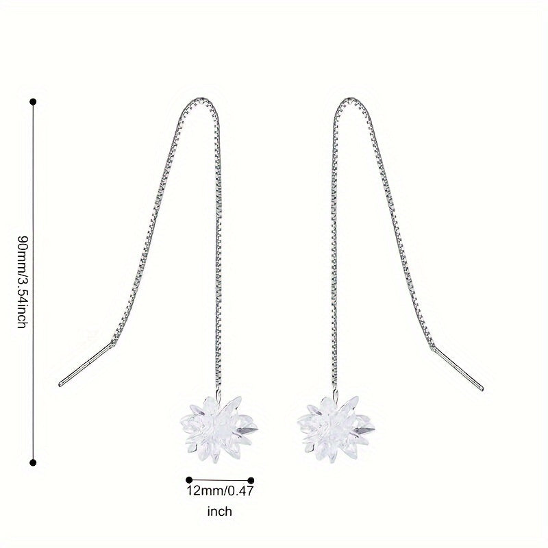 Silver-Plated Copper Floral Drop Earrings for Women Sensitive Skin Suitable for Daily or Special Occasions