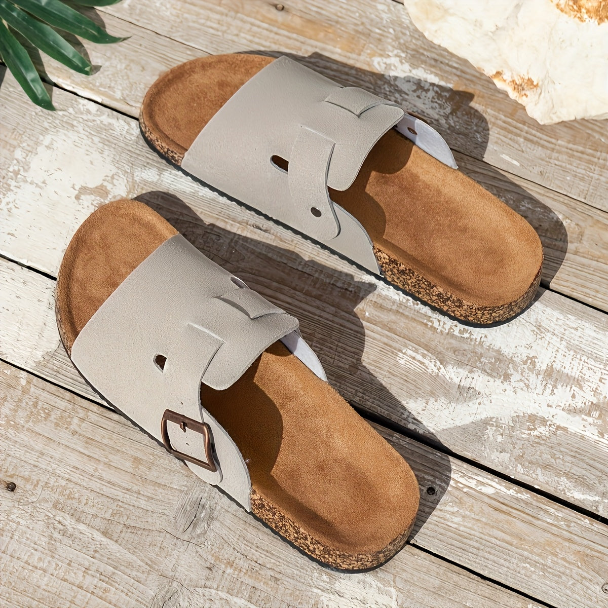 Sandalias vintage para hombre con correa de hebilla, parte superior suave, forro transpirable, plantilla acolchada y suela de PVC duradera