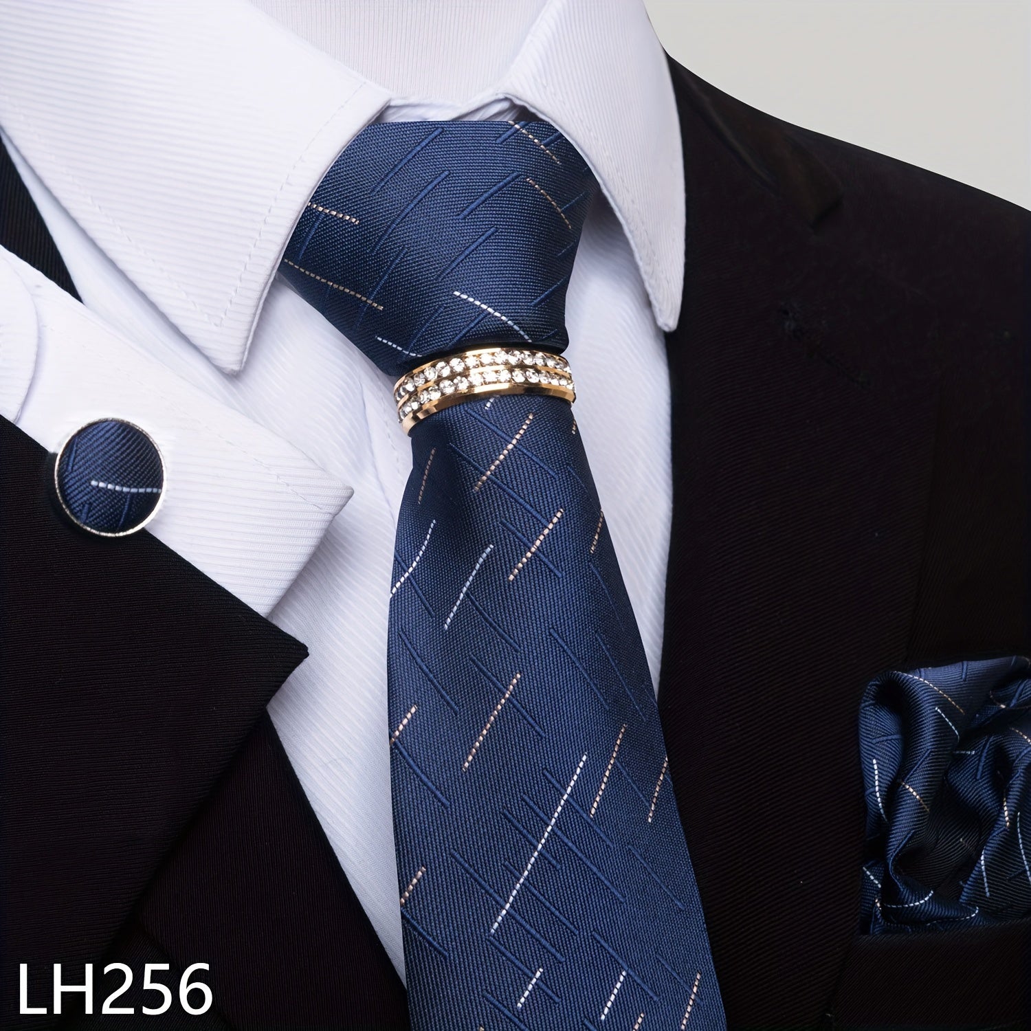Men's Fashion Accessories Set Tie Pocket Square Handkerchief Cufflinks for Weddings Parties Business