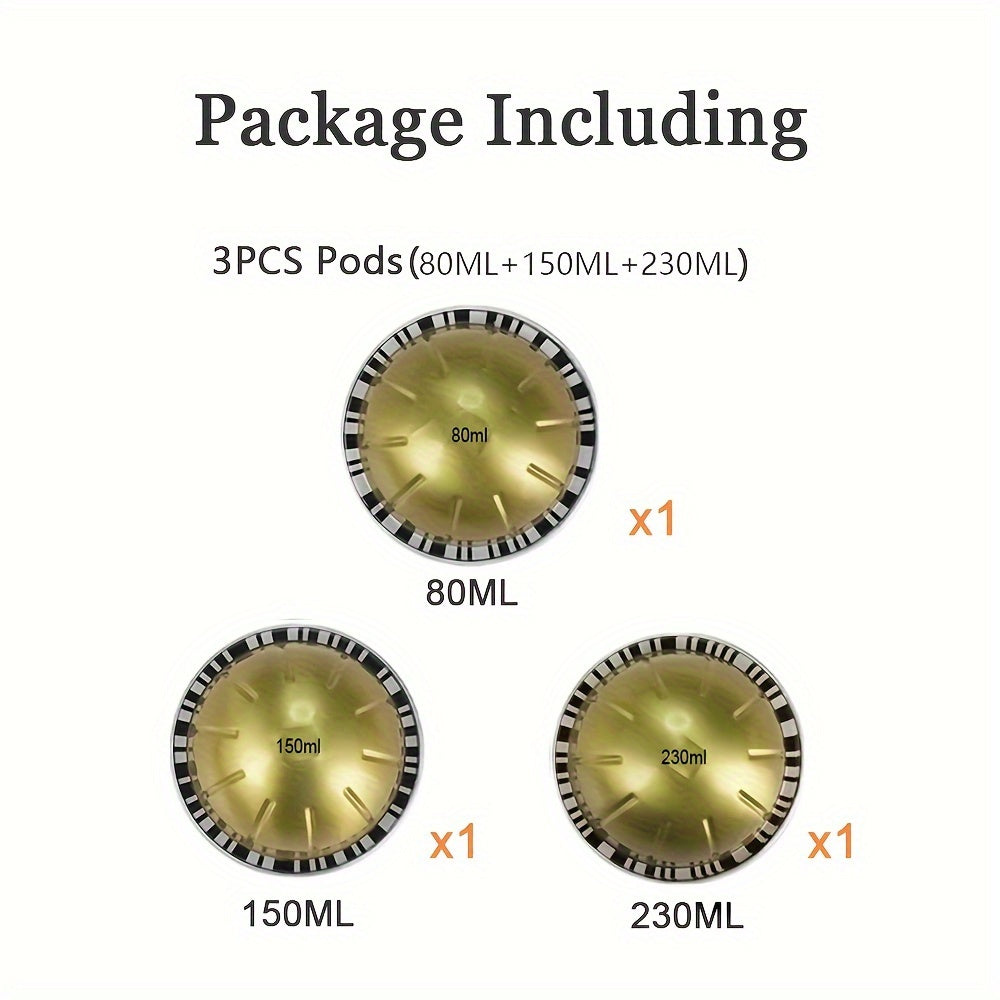 1, 2 yoki 3 ta qayta ishlatiladigan espresso podlari to'plami, VertuoLine mashinalari bilan mos kelishi uchun mo'ljallangan qopqoq bilan. Ushbu qahva filtr vositasi espresso ixlosmandlari uchun zarur bo'lgan uy jihozi.