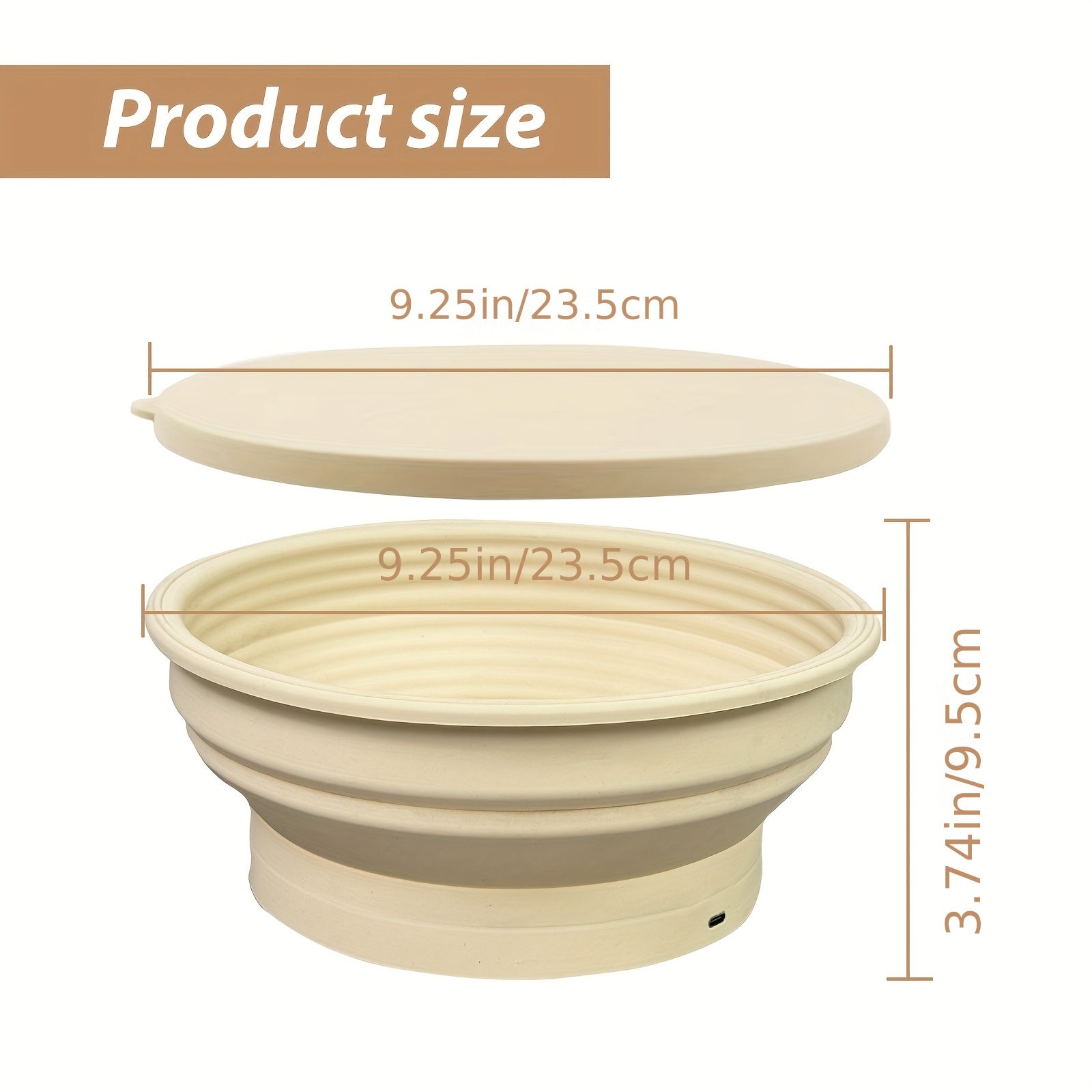 Cuenco de fermentación de silicona con control de temperatura y calefacción USB para pan y pasteles