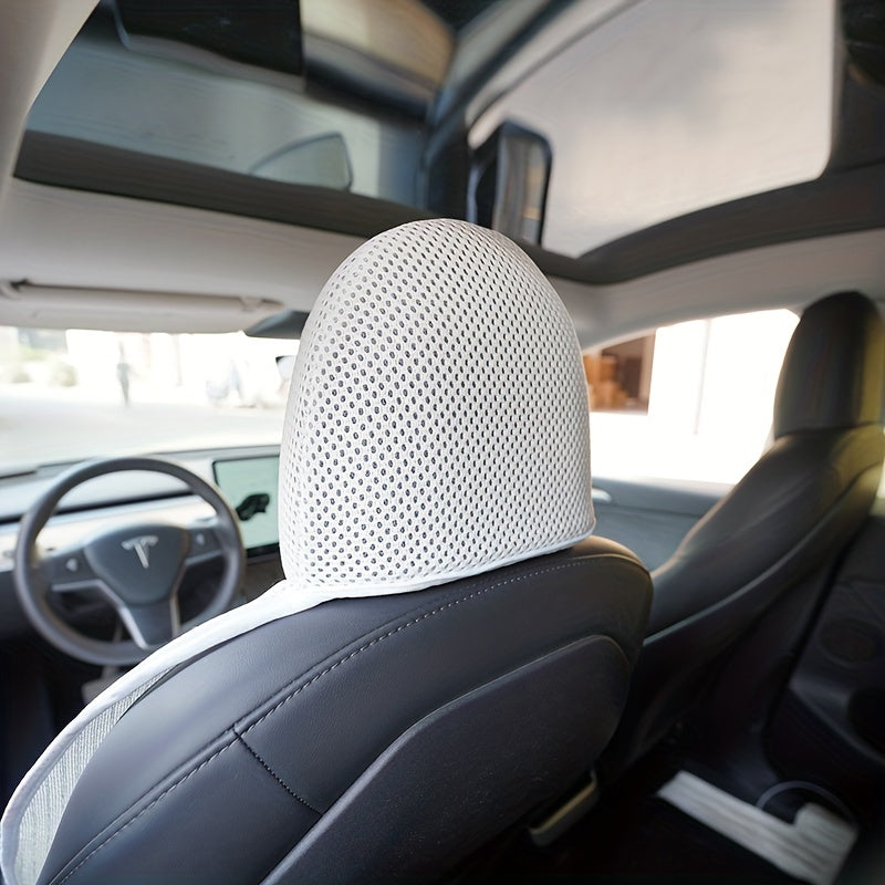 Funda de asiento delantero transpirable de seda de hielo para coche para verano blanco